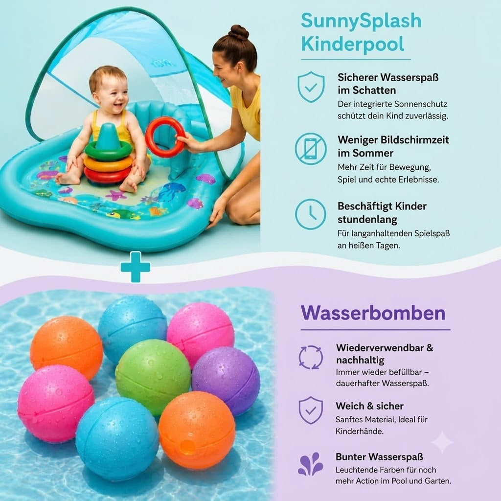 Aufblasbares Kinderplanschbecken mit Wasserstrahlen