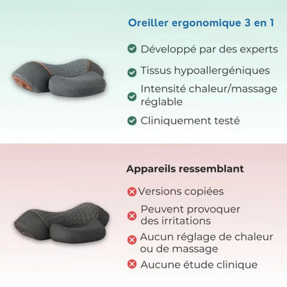 Oreiller ergonomique 3-en-1