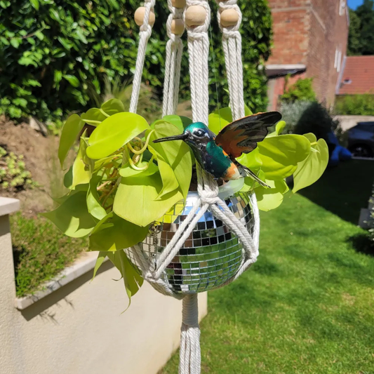 Cache-pot effet miroir suspendu