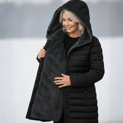 Langer, mit Fleece gefütterter Steppmantel