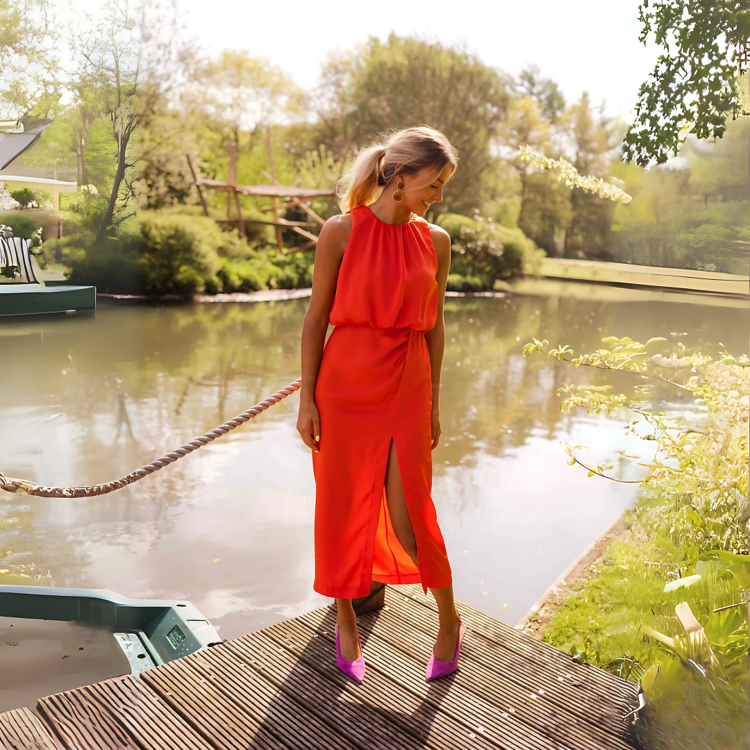 Midikleid Damen Orange