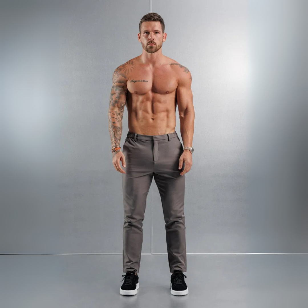 Pantalon en tissu élastique sable