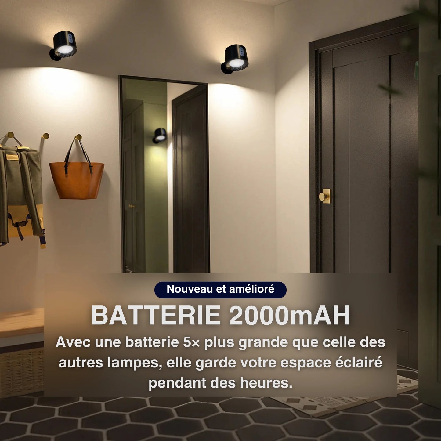 Wiederaufladbare Wandleuchte mit kabelloser Ladefunktion