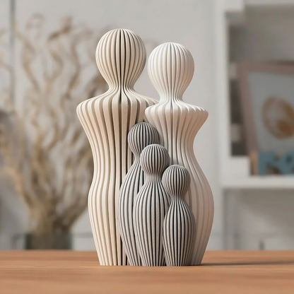 Sculpture Famille Personnalisable Minimaliste en Bioplastique