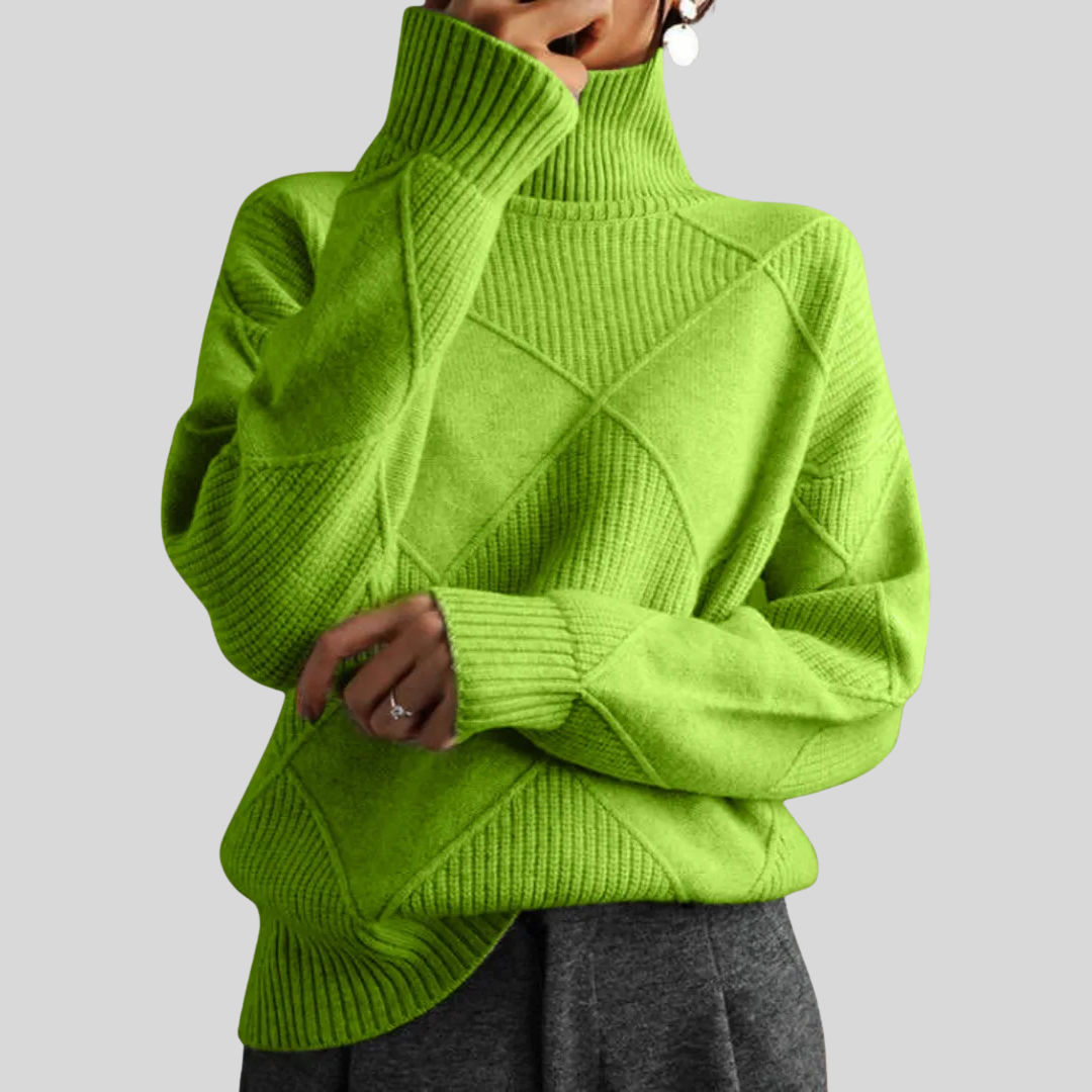 Doux pull à col roulé en maille cachemire