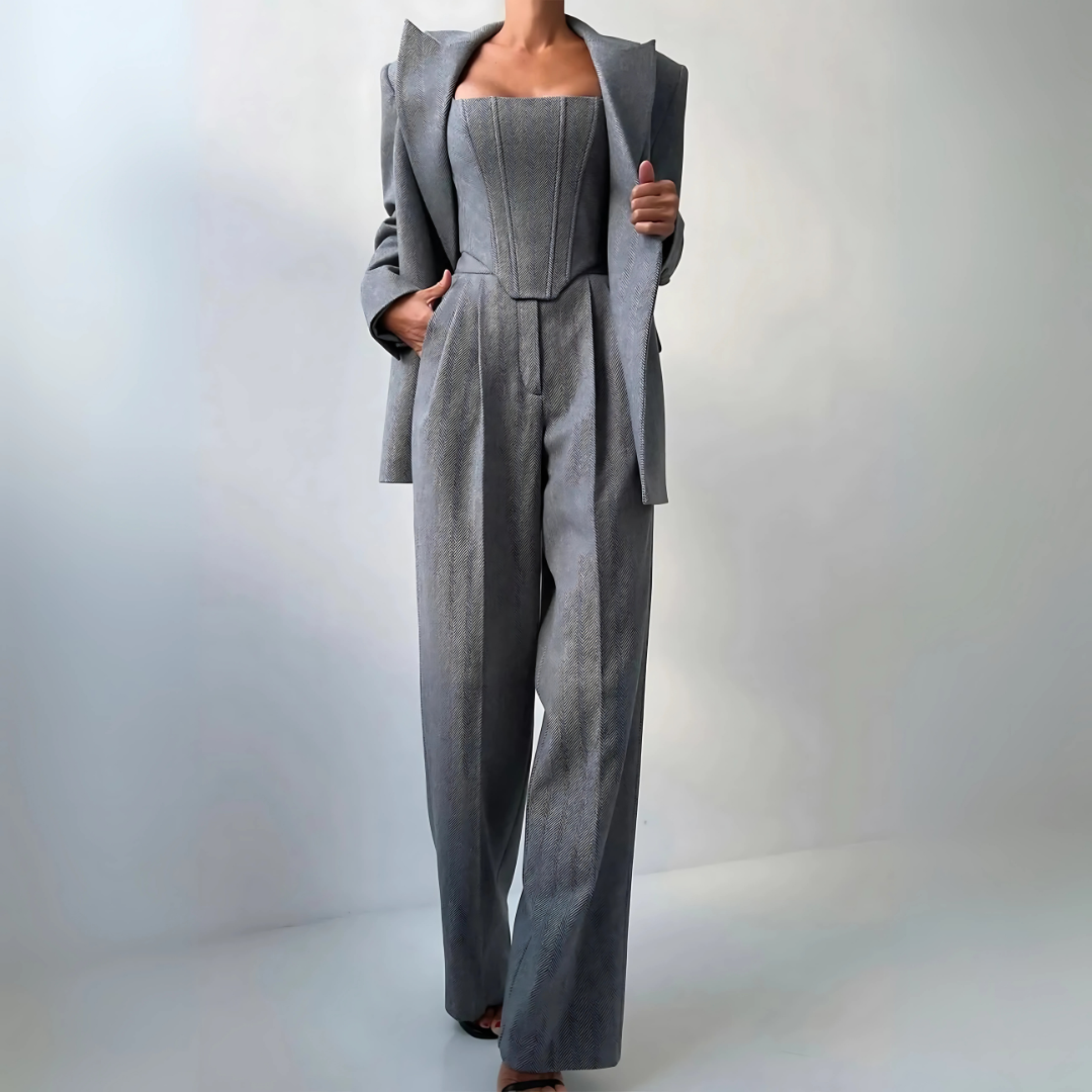 Elegantes 3-teiliges Damen-Set mit Blazer und Hose