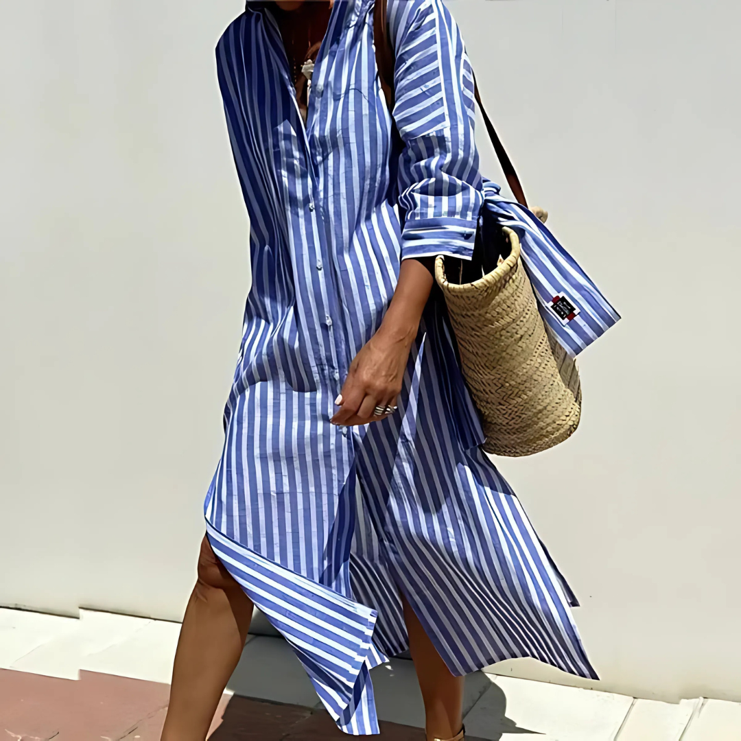 Robe chemise rayée chic pour femme
