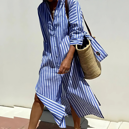 Robe chemise rayée chic pour femme
