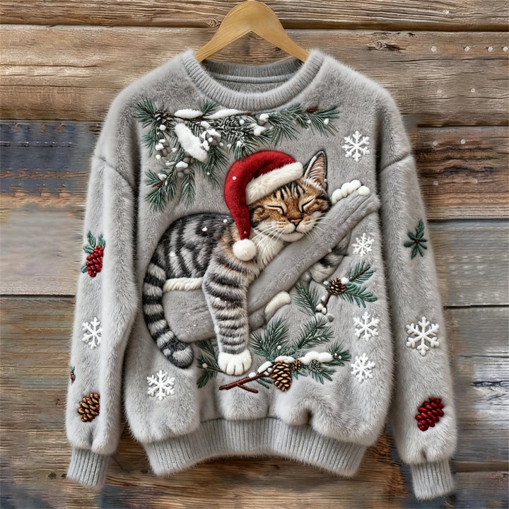 Pull de Noël Festif avec Chat