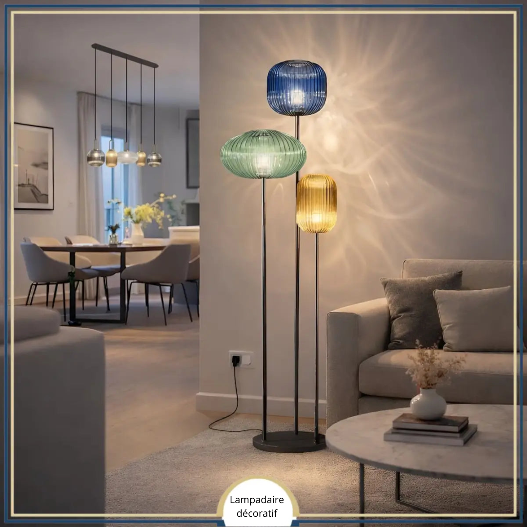 Lampadaire décoratif en verre texturé