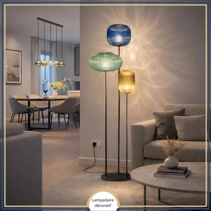 Lampadaire décoratif en verre texturé