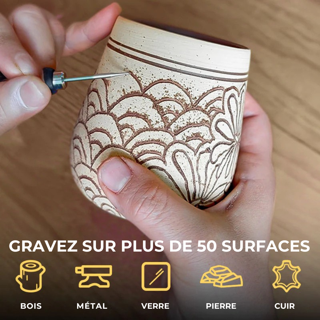 Stylo de gravure personnalisable multi-surfaces