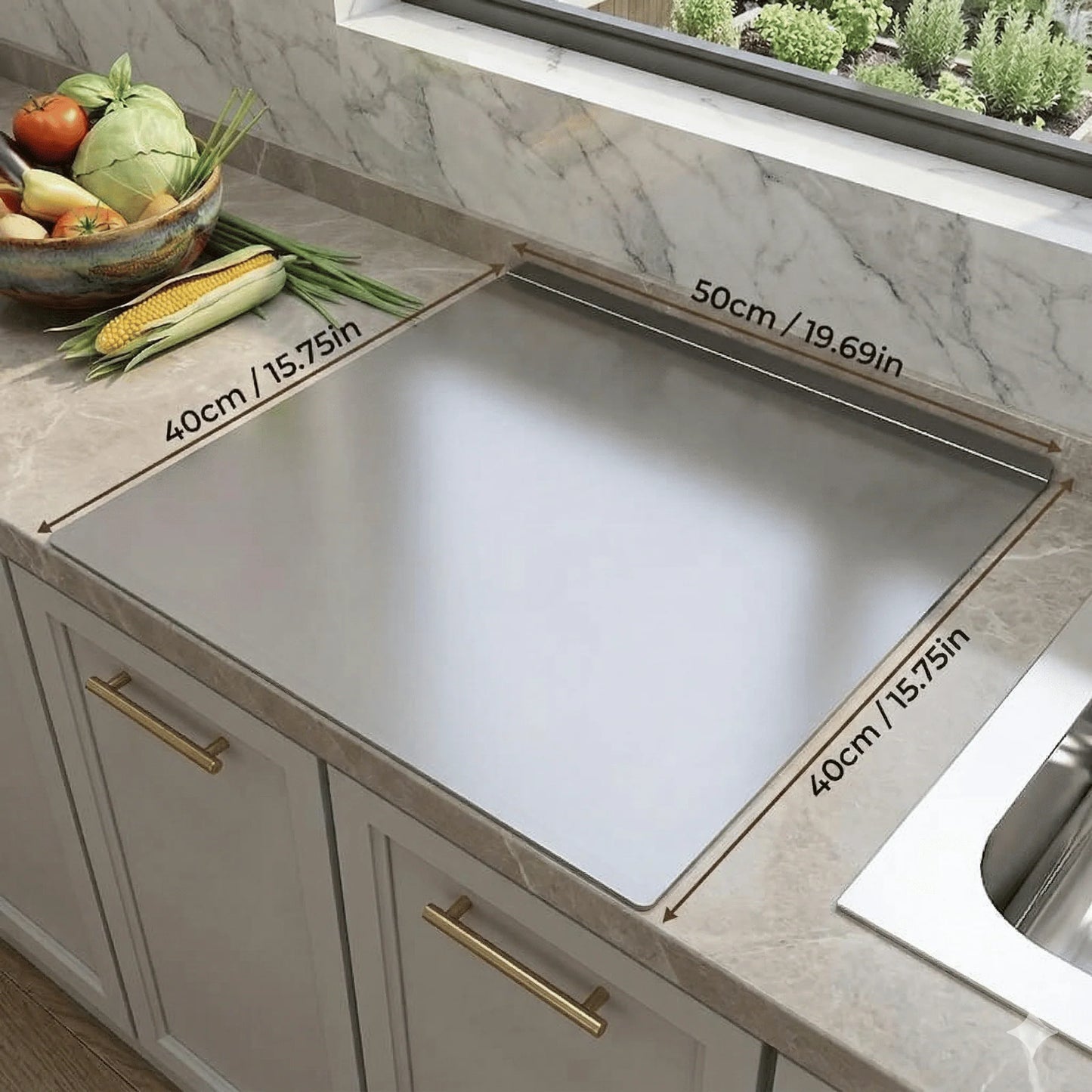 Rutschfeste Schneideunterlage aus Edelstahl für Küche und Backen