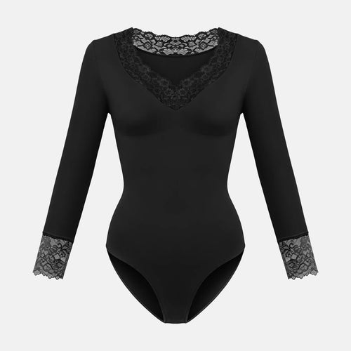 Figurformender Body aus Spitze mit V-Ausschnitt