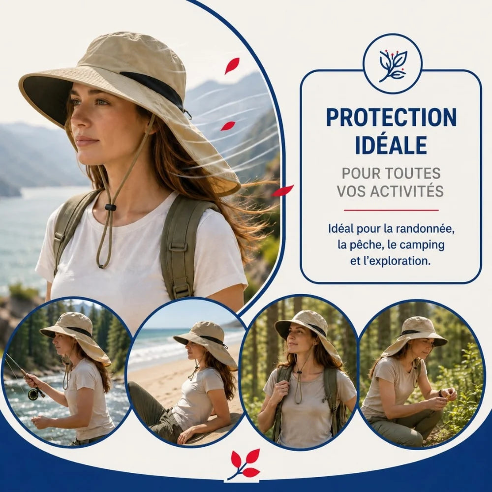 Chapeau de Soleil Large Bord Ajustable