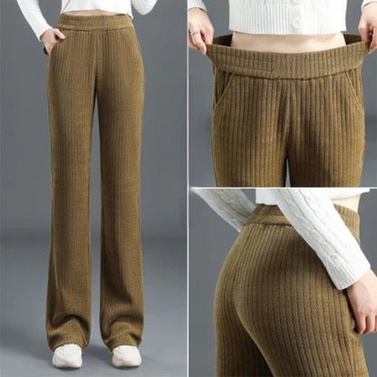 Pantalon Fourré à Taille Élastique et Jambes Amples