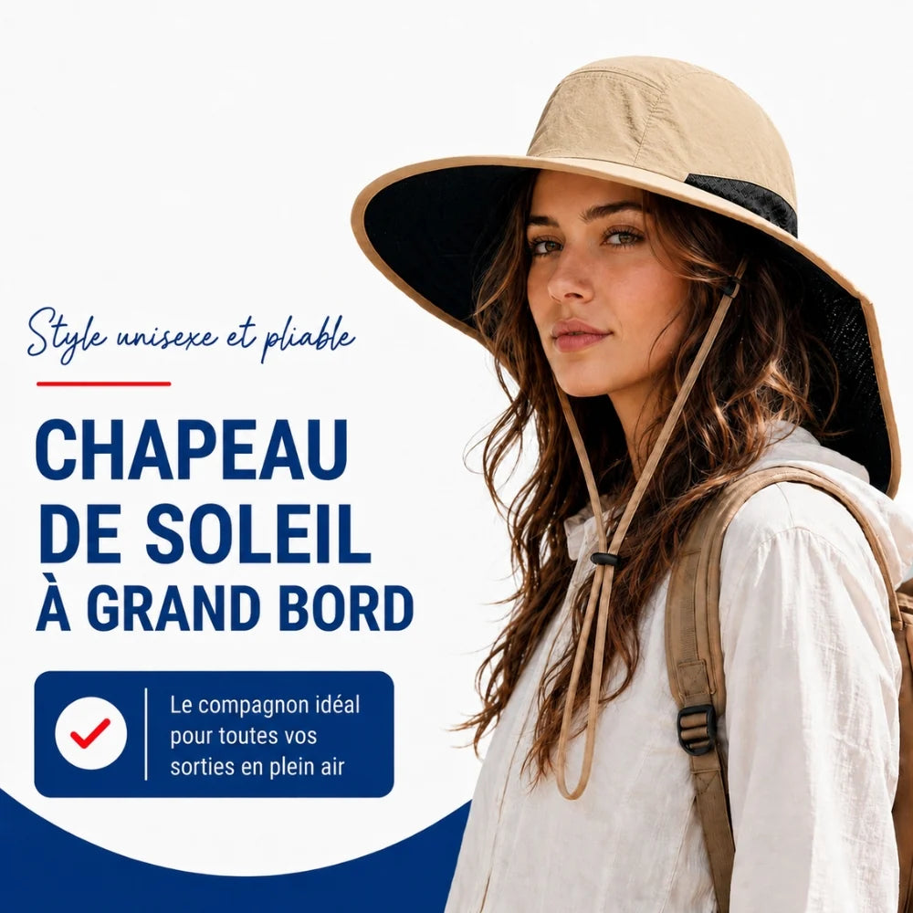 Chapeau de Soleil Large Bord Ajustable
