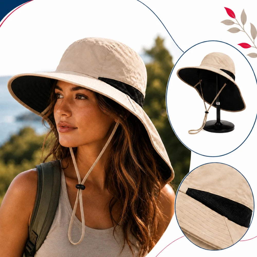 Chapeau de Soleil Large Bord Ajustable