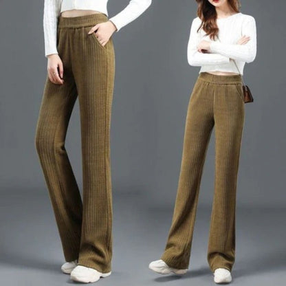 Pantalon Fourré à Taille Élastique et Jambes Amples