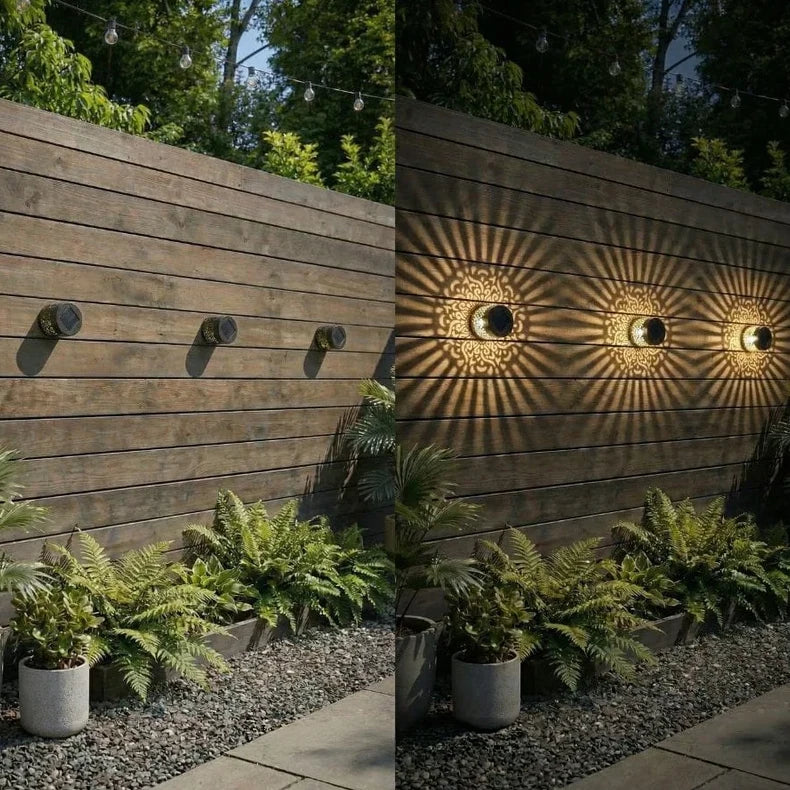 Lampe solaire extérieure décorative avec projection lumineuse élégante