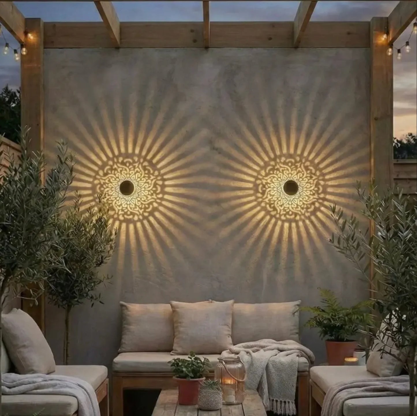 Lampe solaire extérieure décorative avec projection lumineuse élégante
