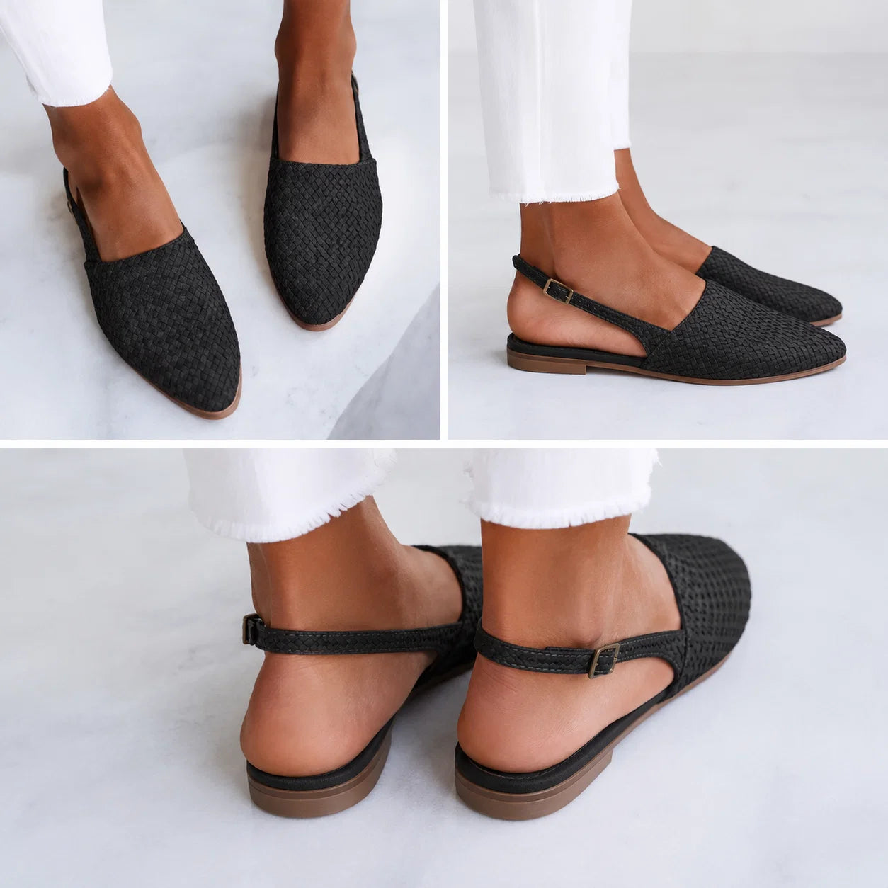 Mocassins tressés femme à bride arrière