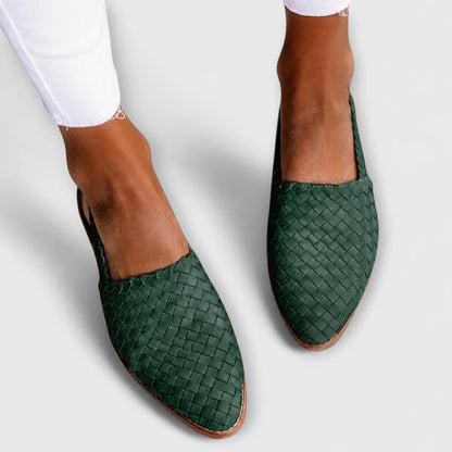 Mocassins tressés femme à bride arrière