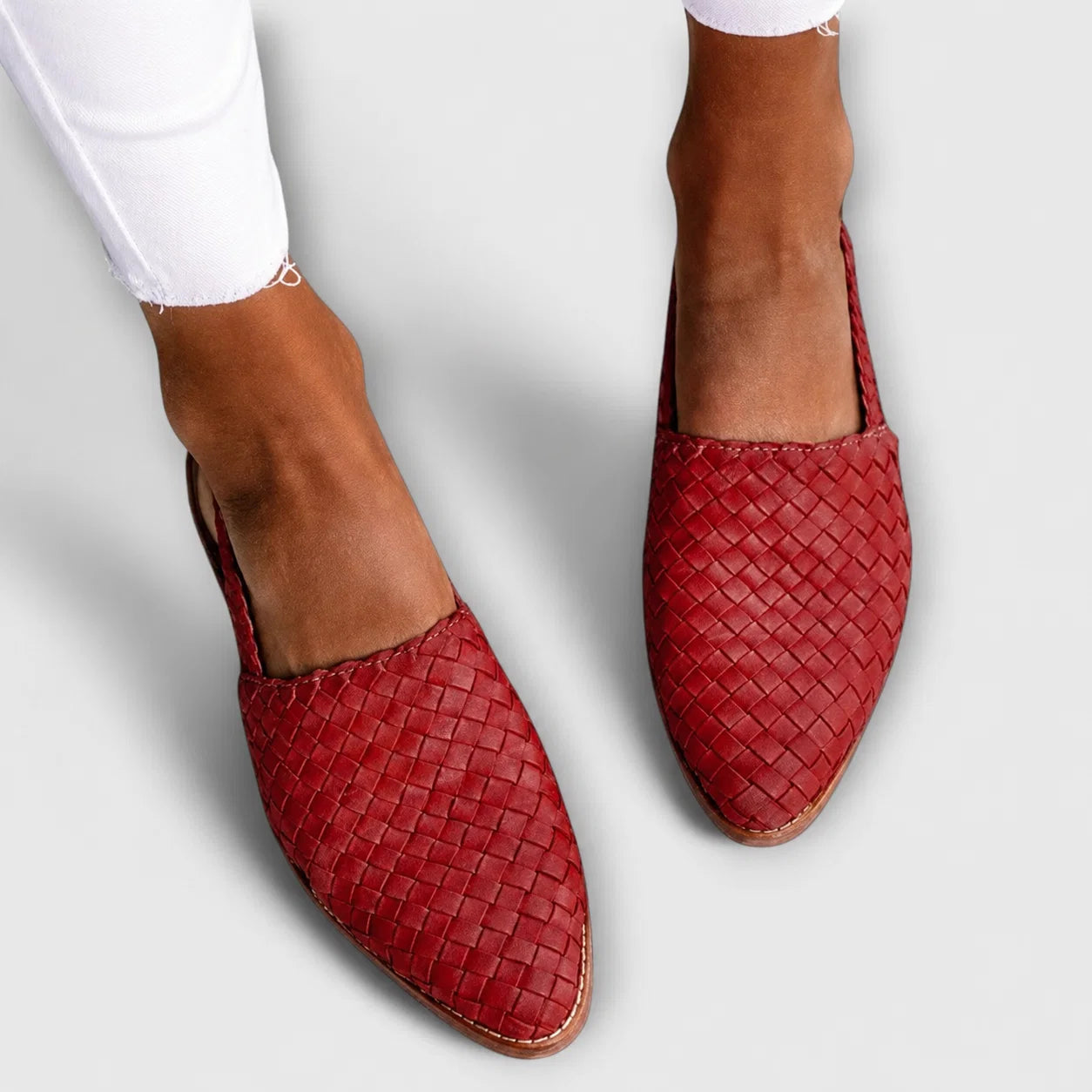 Mocassins tressés femme à bride arrière
