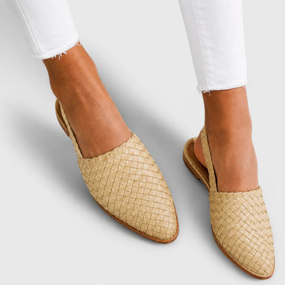 Mocassins tressés femme à bride arrière