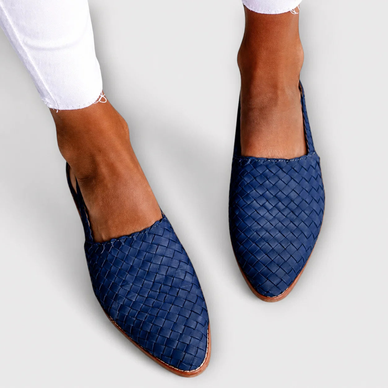 Mocassins tressés femme à bride arrière