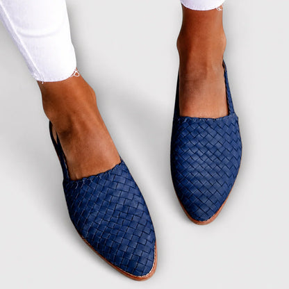 Mocassins tressés femme à bride arrière