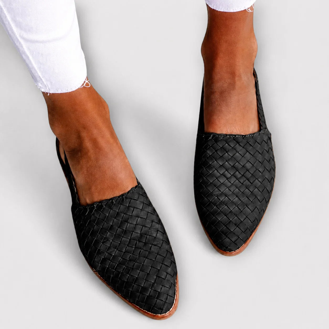 Mocassins tressés femme à bride arrière