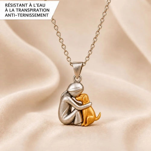 Collier cœur et chien élégant