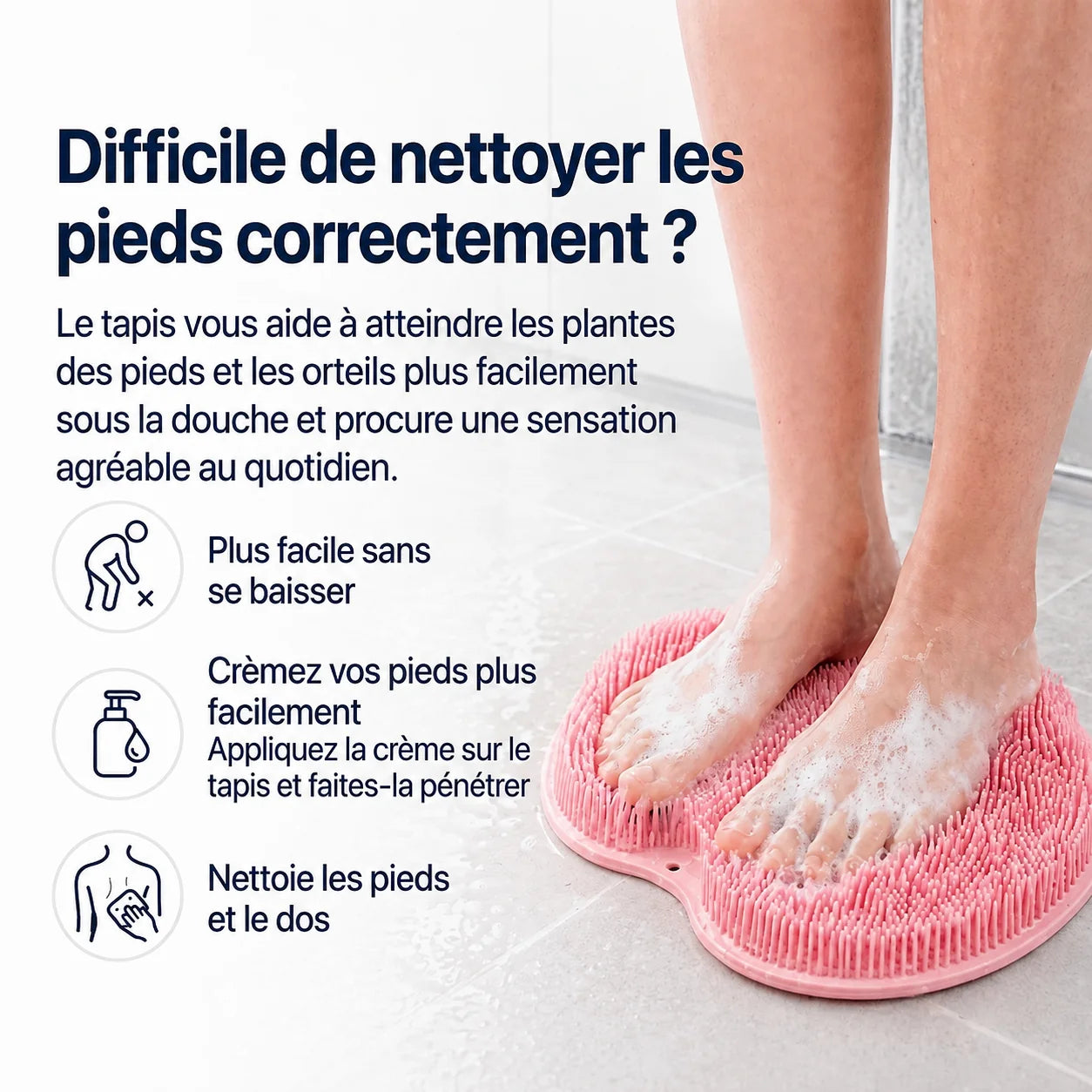 Tapis exfoliant silicone pieds
