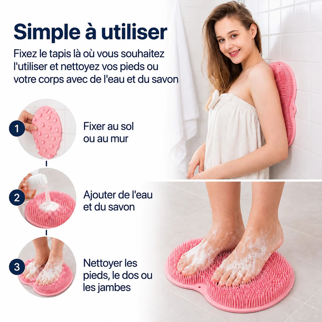Tapis exfoliant silicone pieds