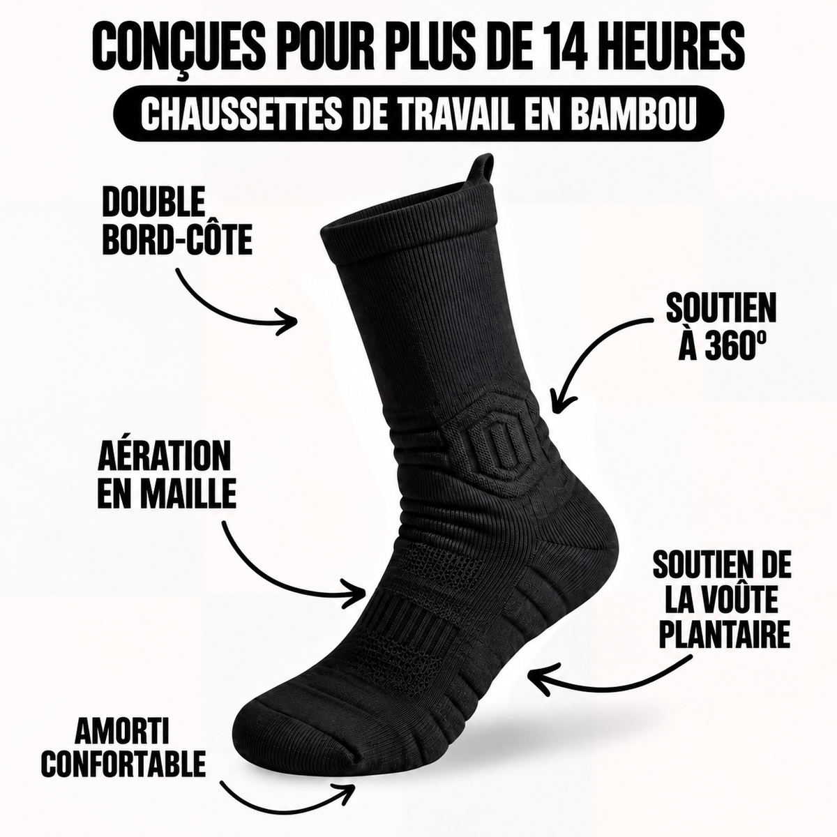 Chaussettes de Travail en Bambou