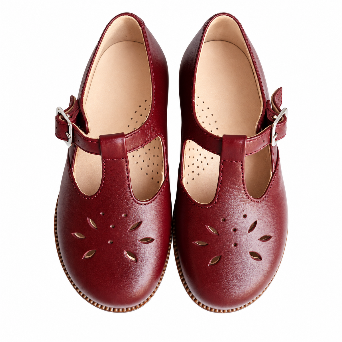 Chaussures Salomé en Cuir Bordeaux pour Enfant