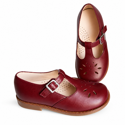 Chaussures Salomé en Cuir Bordeaux pour Enfant