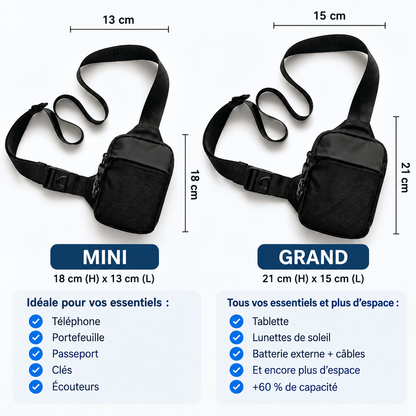 Sac bandoulière antivol compact avec protection RFID