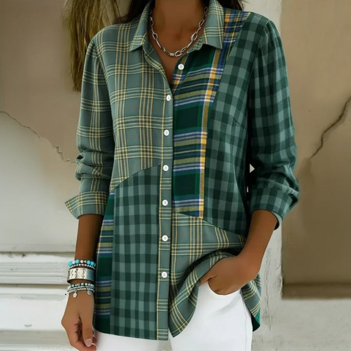 Chemisier à carreaux tendance pour femme