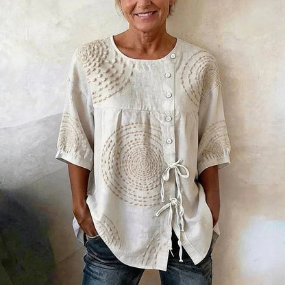 Blouse Vintage Décontractée à Lacets