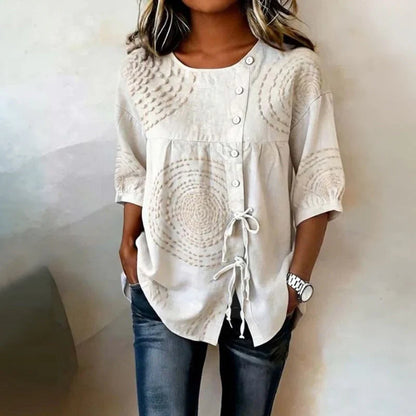 Blouse Vintage Décontractée à Lacets