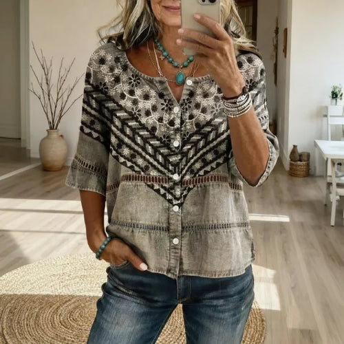 Chemisier Vintage à Imprimé Floral