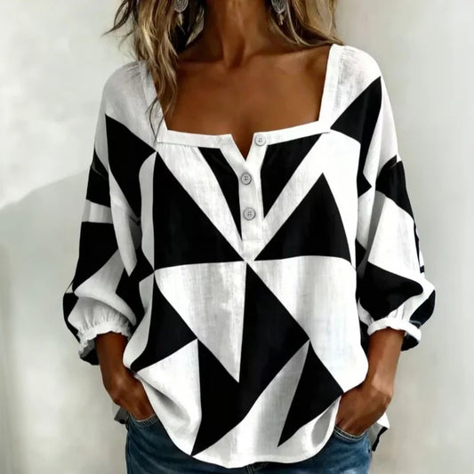 Blouse Fluide Géométrique Femme