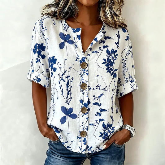 Chemisier Floral Femme Élégant à Coupe Fluide