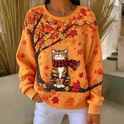 Sweat-shirt Chat Imprimé Femme