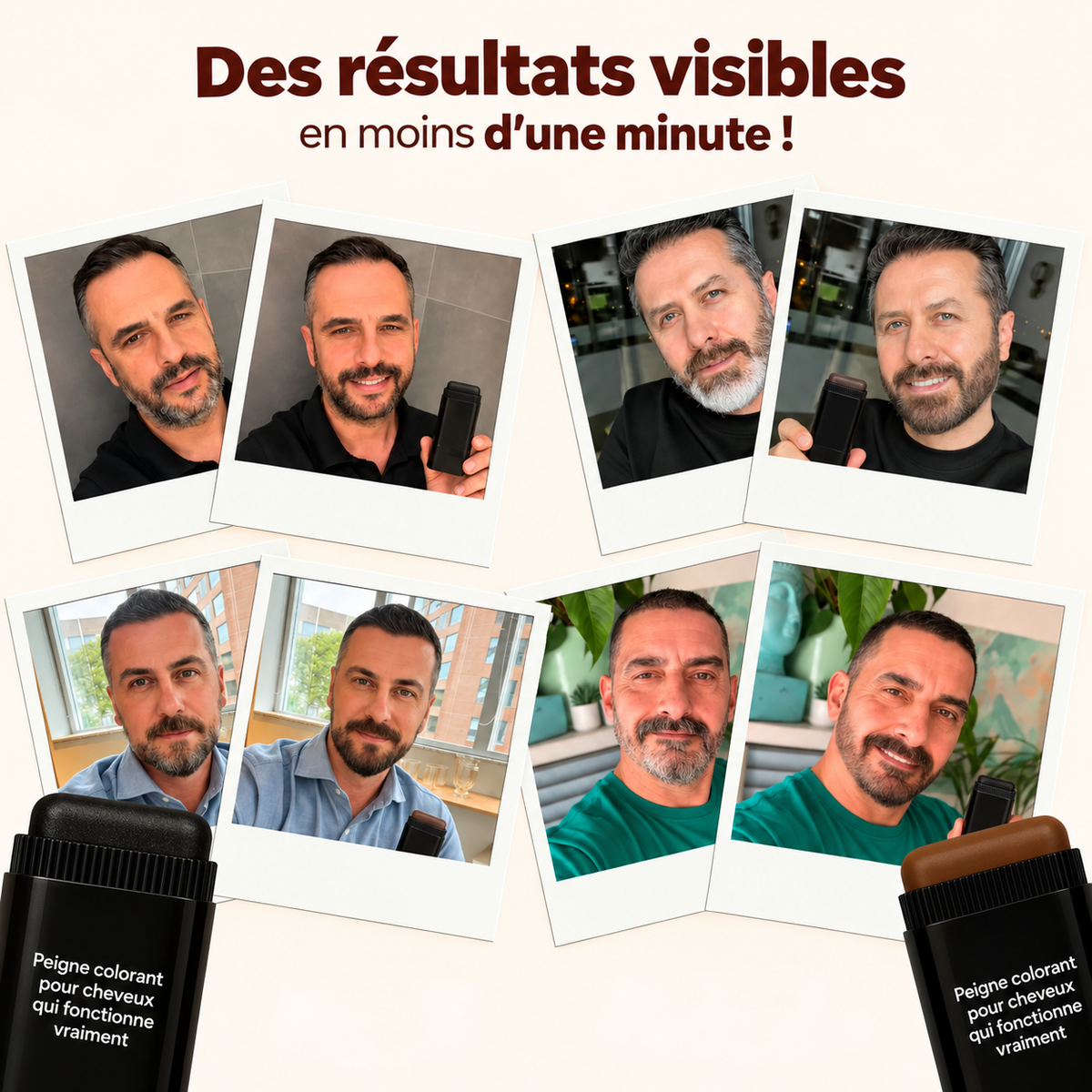 Stick couvrant cheveux gris homme