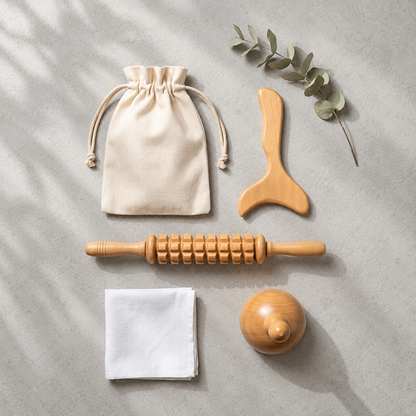 3-teiliges Massage-Set aus Holz