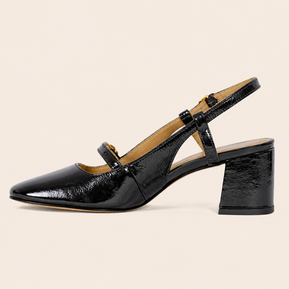 Escarpins Femme en Cuir Verni à Talon Carré Élégant