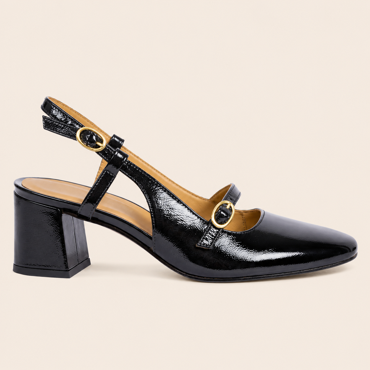 Escarpins Femme en Cuir Verni à Talon Carré Élégant
